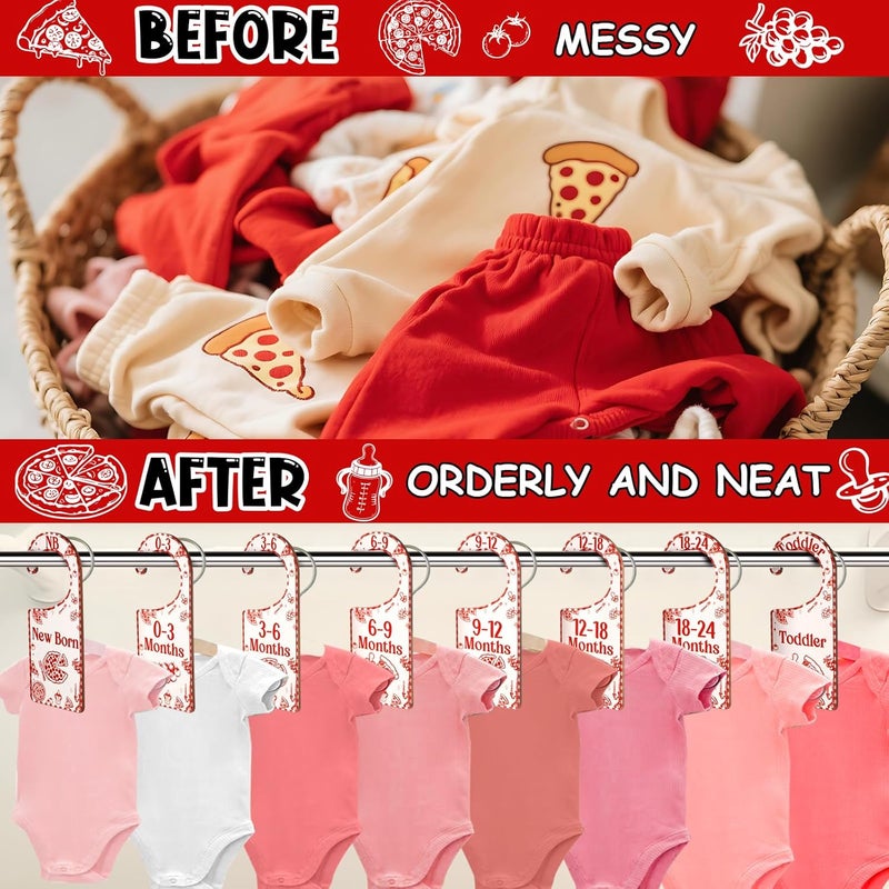 CORNER LACE Baby Closet Dividers 8PCS, Red Italian Themed Wooden Double-Sided Clothes Size Hanger/Organizer from Newborn to Toddler for Nursery Decor Baby Shower Birthday Gender Reveal Party Gift - Image 3
